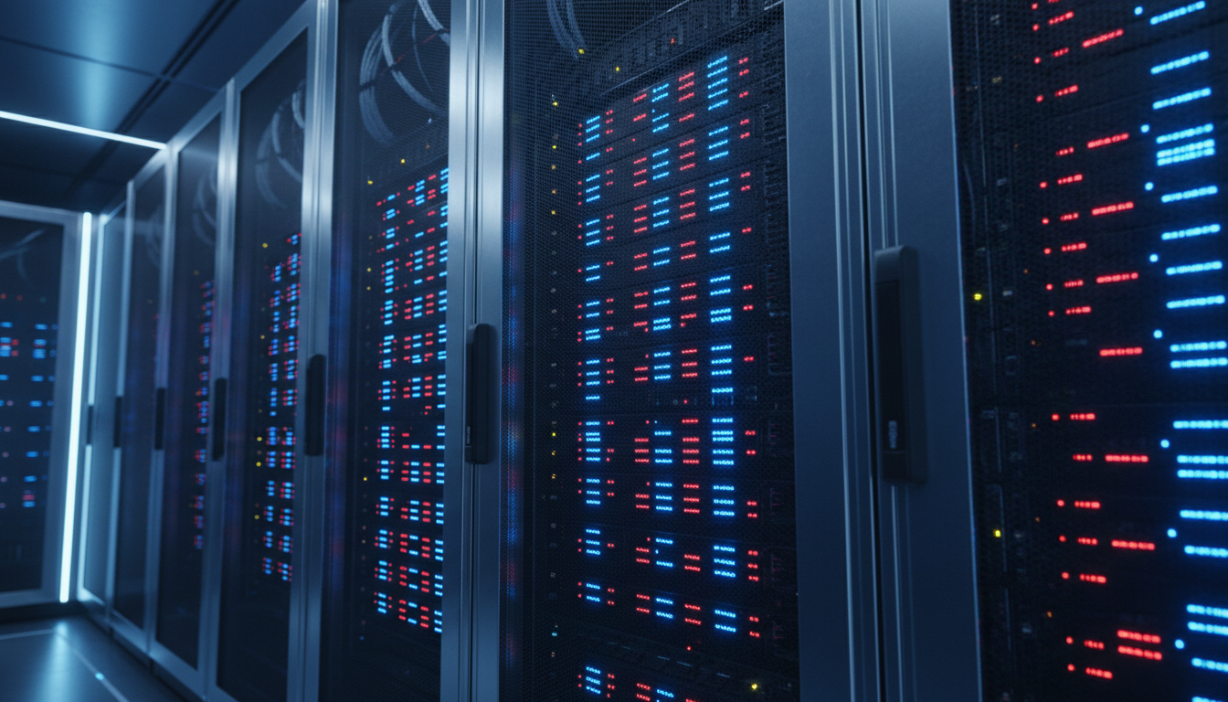 Rows of servers in a data center